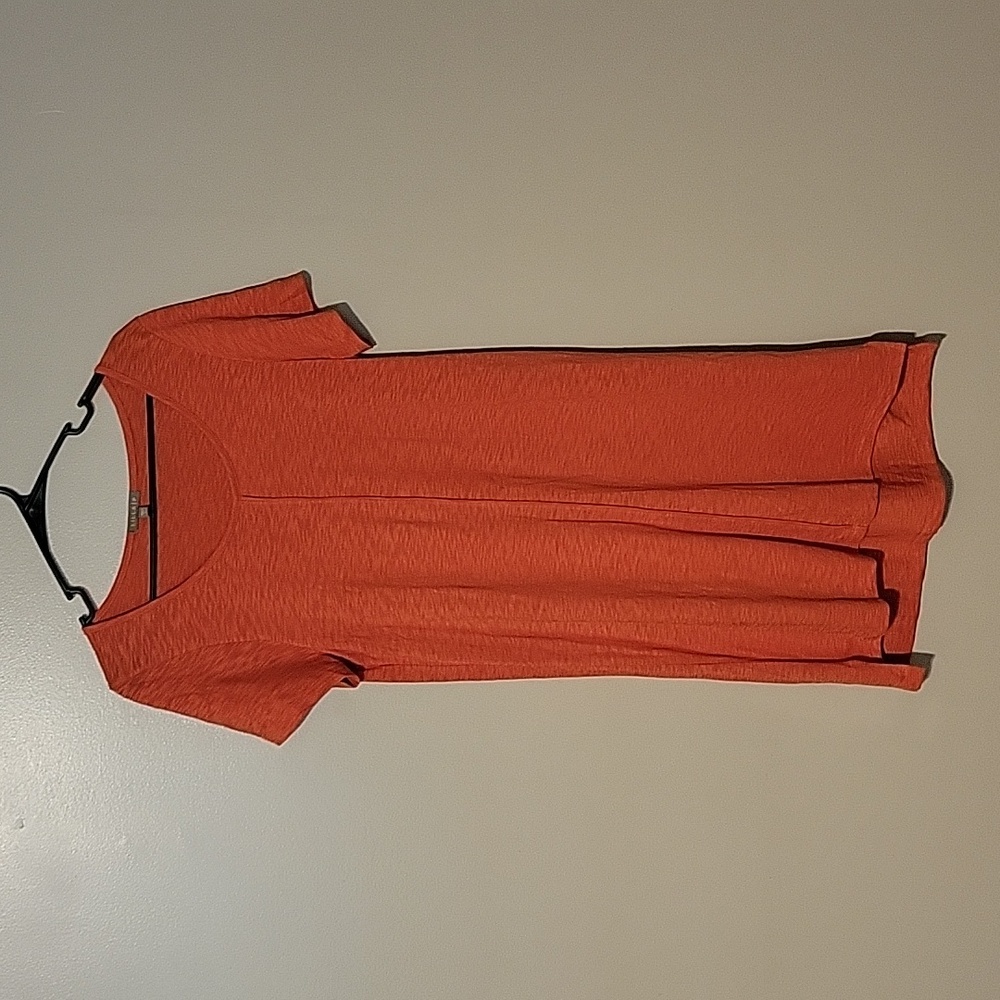 Lilla P Mini Shirtdress Short Sleeve Orange/Red Womens Size Small